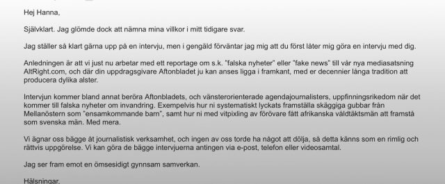 Ny intervjuförfrågan från Aftonbladet